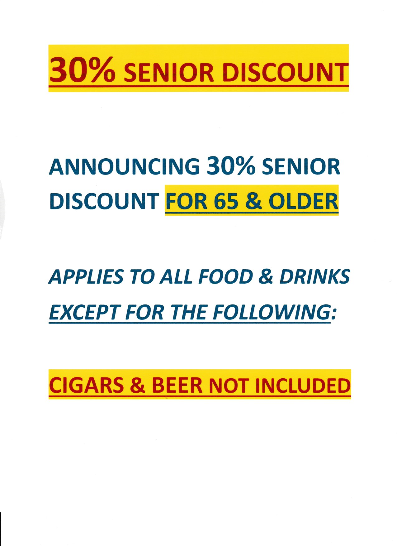 Senior Discount Announcement!